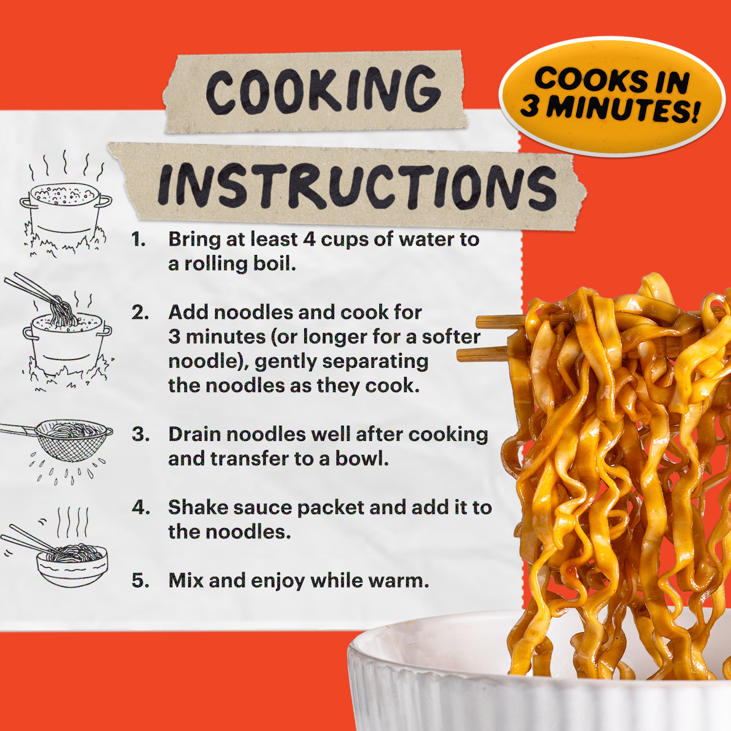 Spicy Soy Noodles | 4 Packs - Simple Use